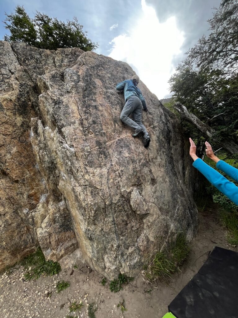 bouldering in el chalten with a guide