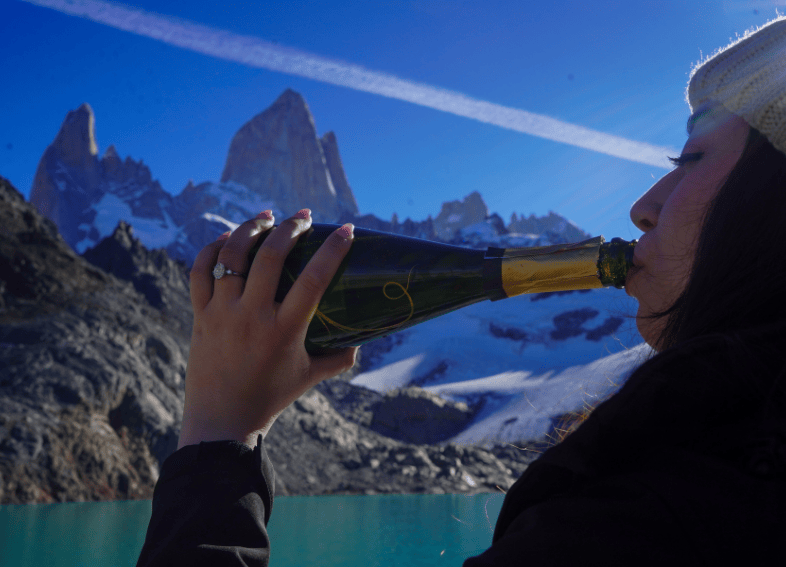 Drinking at laguna de los tres