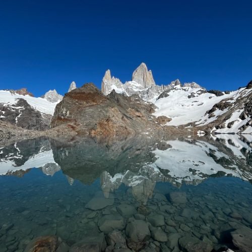 Laguna de los tres with fitzroy reflecting off of it